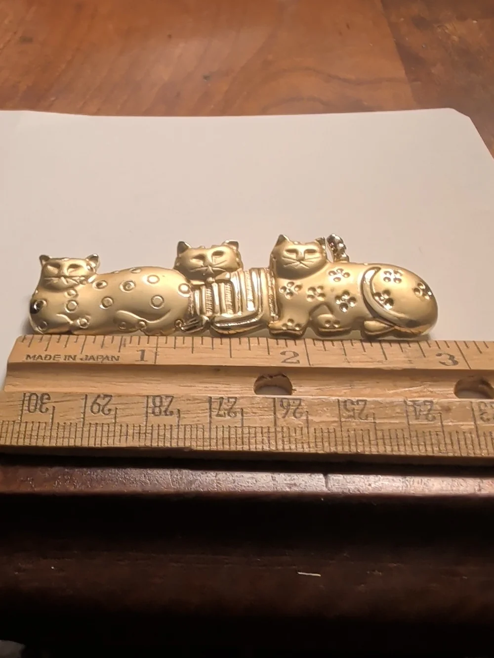 American Jewelry Company 3 Cat Pin Brooch AJC Vintage Goldtone Whimsical Lover